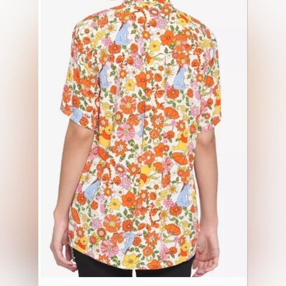 Disney Winnie The Pooh Floral Print Button Down Shirt Size S/M - Picture 1 of 7